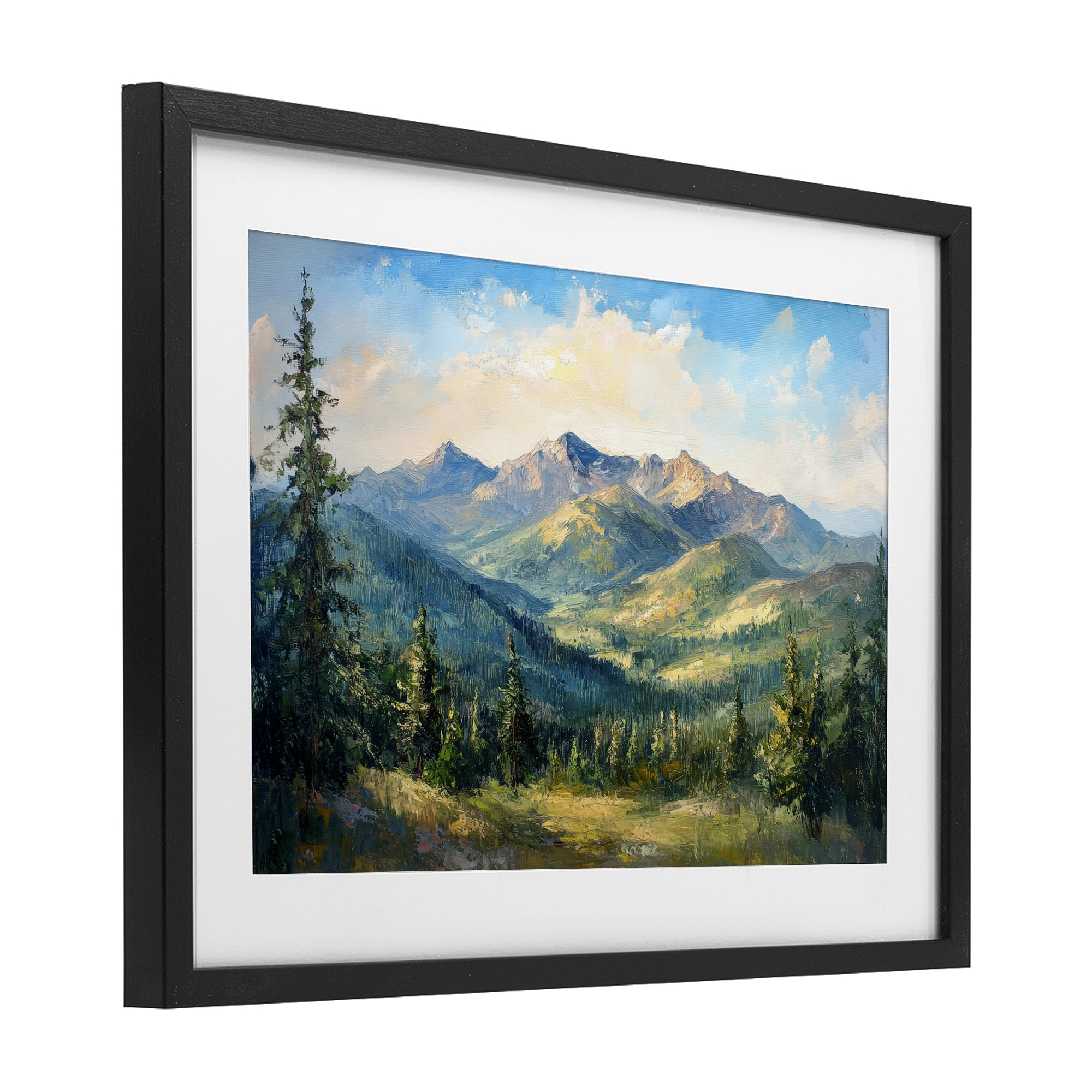 Stupell Industries Valley In The Mountains Black Framed Print Under Glass, design by Petal Prints Design