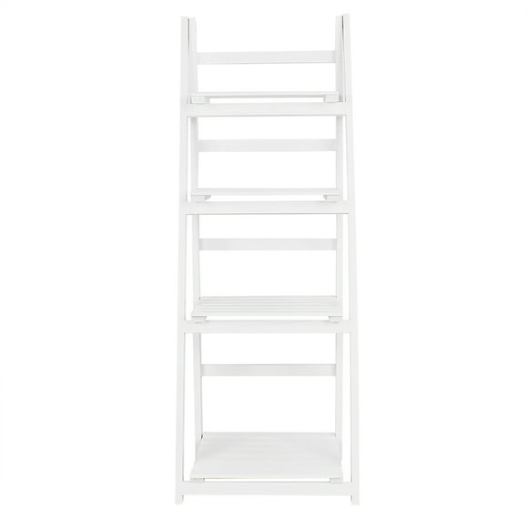 4 Tier Ladder Shelf Display Unit Home Bookcase Stand Plant Flower Storage Rack (White)