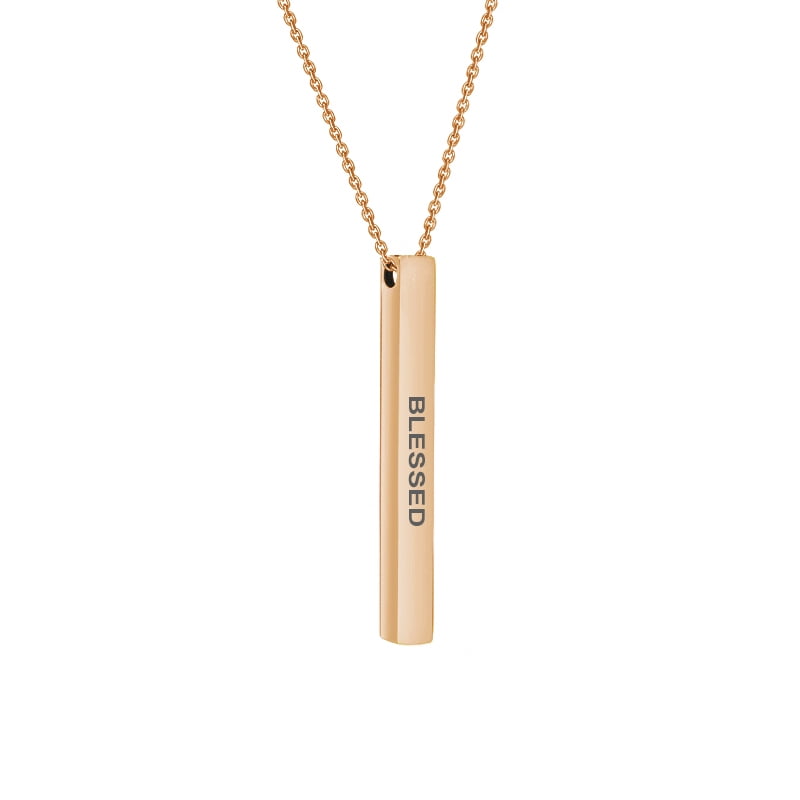 Anavia Motivational 4-Sides Bar Necklace Stainless Stee Birthday Day Gift for Mom Inspirational Jewelry Gift for Mom 18"Cable Chain with Gift Box [Rose Gold - Blessed]