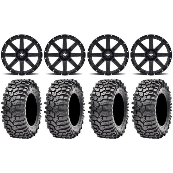 MSA Black Clutch 15" ATV Wheels 35" Roxxzilla Tires Sportsman RZR Ranger