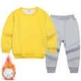 thumbnail image 2 of Hjtefg Boys' Active 2-Piece Set, Basic Solid Sweatshirt with Jogger Pants, Coordinated Athletic Outfit for Cool Weather, Soft Thermal-Lined Ensemble for Sports,Color: 1-YE2 Size: 2-3 Years, 2 of 3