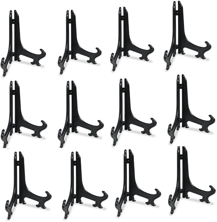Easels Plate Display Stands Picture Frame Plastic Stand Holder-3inch Black 12pcs/Set
