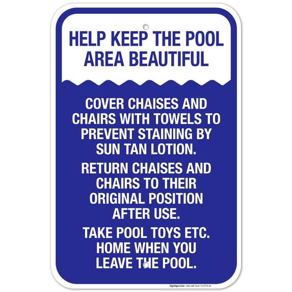 Help Keep The Pool Area Beautiful Sign, Pool Sign,