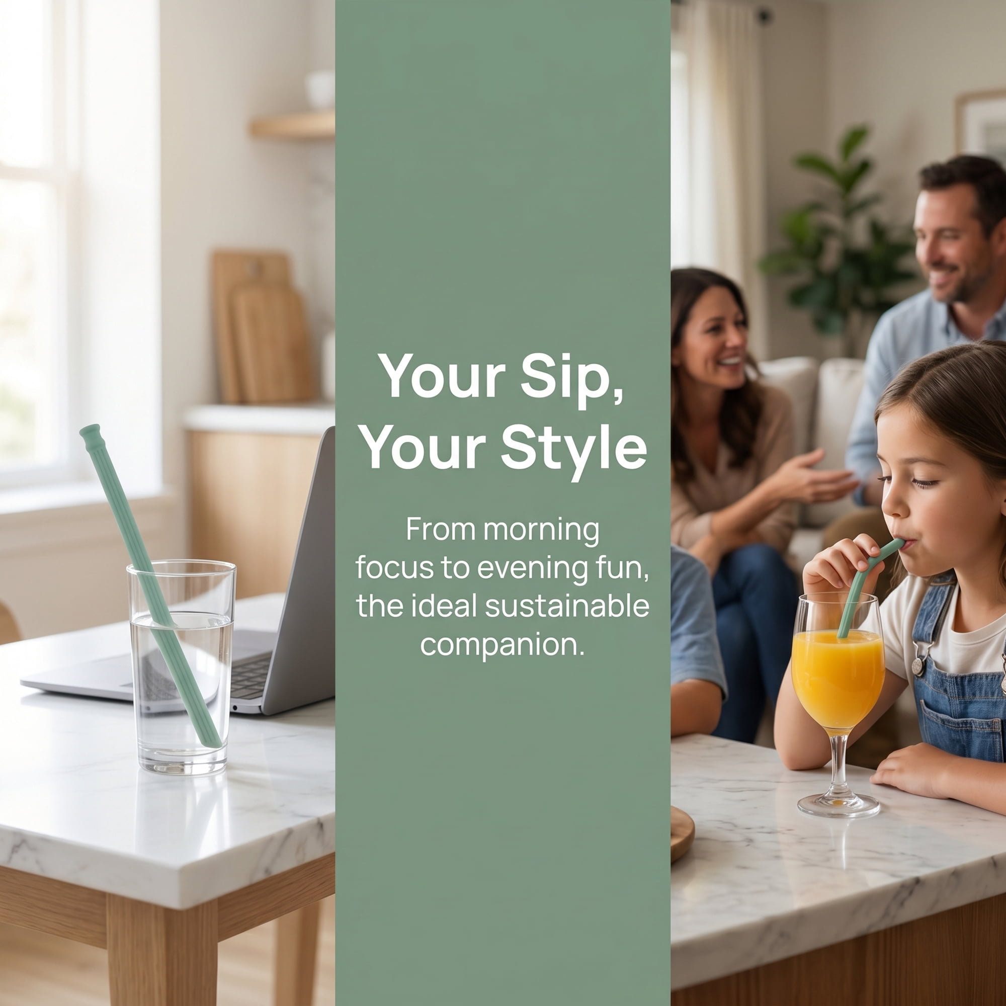 Unique Bargains 6Pcs Reusable Silicone Dishwasher Safe Straws Green