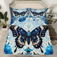 thumbnail image 2 of Manfei Chic Butterfly Sheet Set Twin, Bohemian Damask Mandala Bedding Sets Twin Size, Botanical Floral Flower Flat Sheet, Super Cozy Bedroom Decorative, 3pcs, 2 of 7