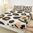 thumbnail image 3 of jejeloiu Cute Leopard Print Bed Sheets,Cartoon Cheetah Pattern King Sheets,Beige Black Brown Sheet Set For Adults,Ultra Soft Home Decor,4 Pieces, 3 of 7