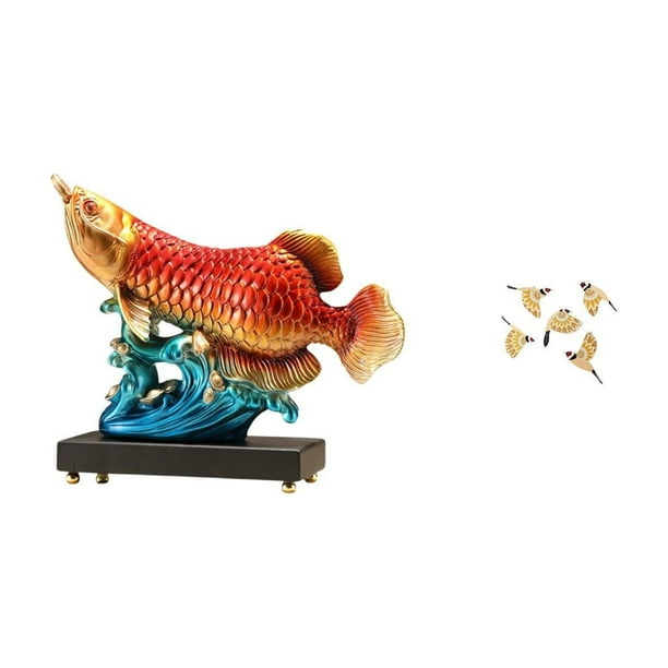 Escultura De Mesa De Resina Con Forma De Pájaro Arowana, Adorno De Pared De Madera, Figura Decorativa De Prosperidad, Coleccionable Para Entrada, Sala De Estar, Dormitorio, Oficina En Casa,