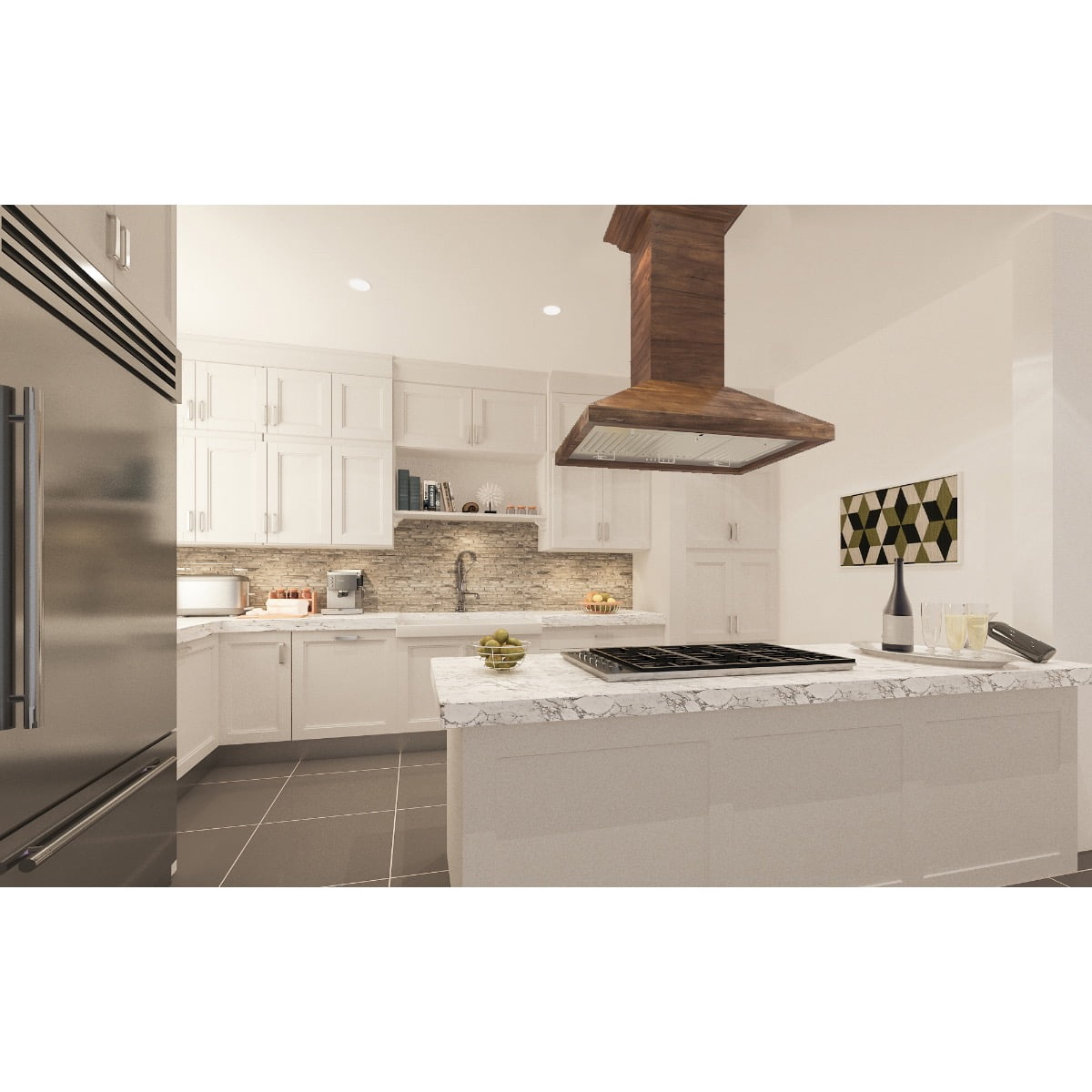 ZLINE 30 in. Wooden Island Mount Range Hood in White Includes