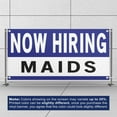 thumbnail image 3 of Now Hiring Maids 13 oz Heavy Duty Vinyl Banner House Cleaner Jobs Available Housekeeper Help Wanted Sign for Business Advertising Indoor/Outdoor Single-Sided w/ Metal Grommets (1.5x5 ft, Wh & Bl & Bk), 3 of 6