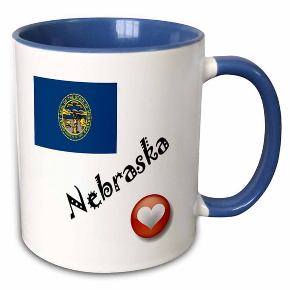 3drose, I Love Nebraska, 11oz Two-tone Blue Mug
