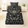thumbnail image 3 of Homewish Skull Months Dragonflies Twin Sheets,Grunge Damask Bedding,Halloween Bed Set,3 Pieces,1 Fitted Sheet and 1 Pillowcase, 3 of 6