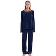 thumbnail image 2 of WBQ Two Piece Pajama Outfit For Women Pullover Square Neck Tops and Pants Loungewear Set Blue Tag M/US 8, 2 of 9
