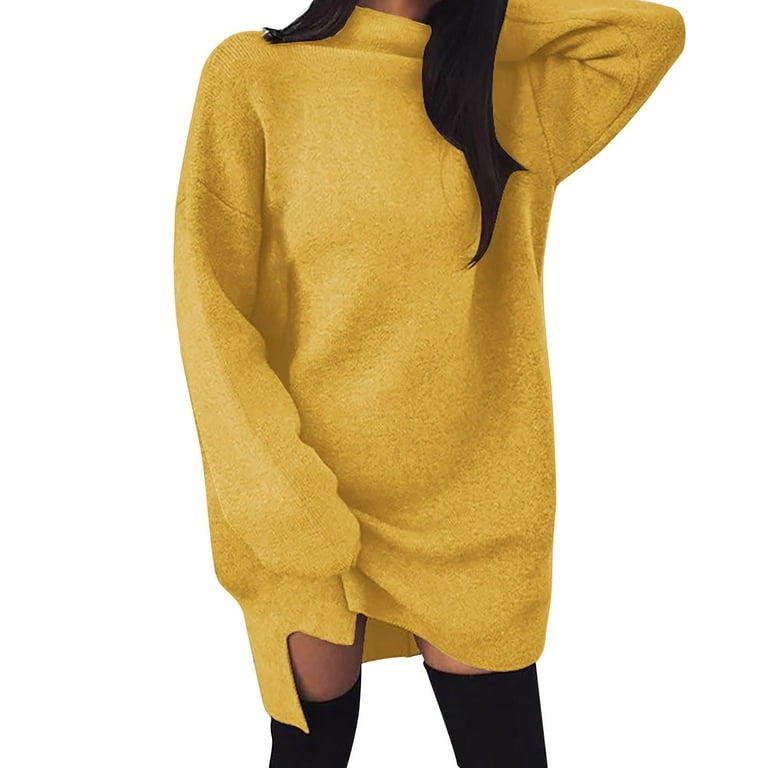 New Casual Large Size Loose Knit Turtleneck Split Sweater New Casual Large Size Loose Knit Turtleneck Split Sweater