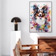 thumbnail image 4 of Papillon Dog Flower Canvas Painting Colorfull Canvas Art Prints Bathroom Artwork for Wall Living Room Bedroom Bathroom Wall Art Framed Art Wall Decor 1 inch, 4 of 5
