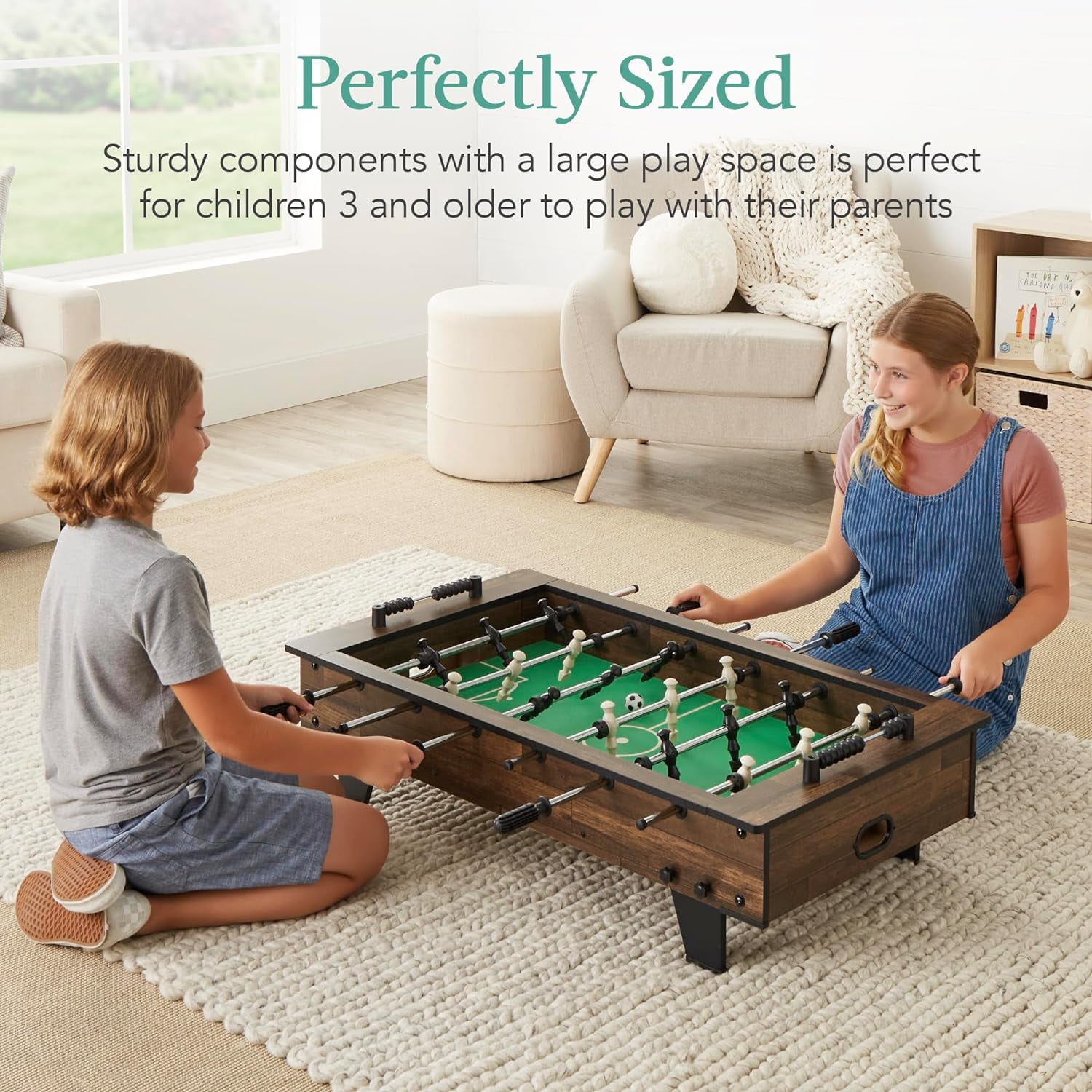 WBTER 40in Tabletop Foosball Table, Compact Mini Arcade Table Hand Soccer for Kids and Adults, Home, Game Room w/ 2 Balls