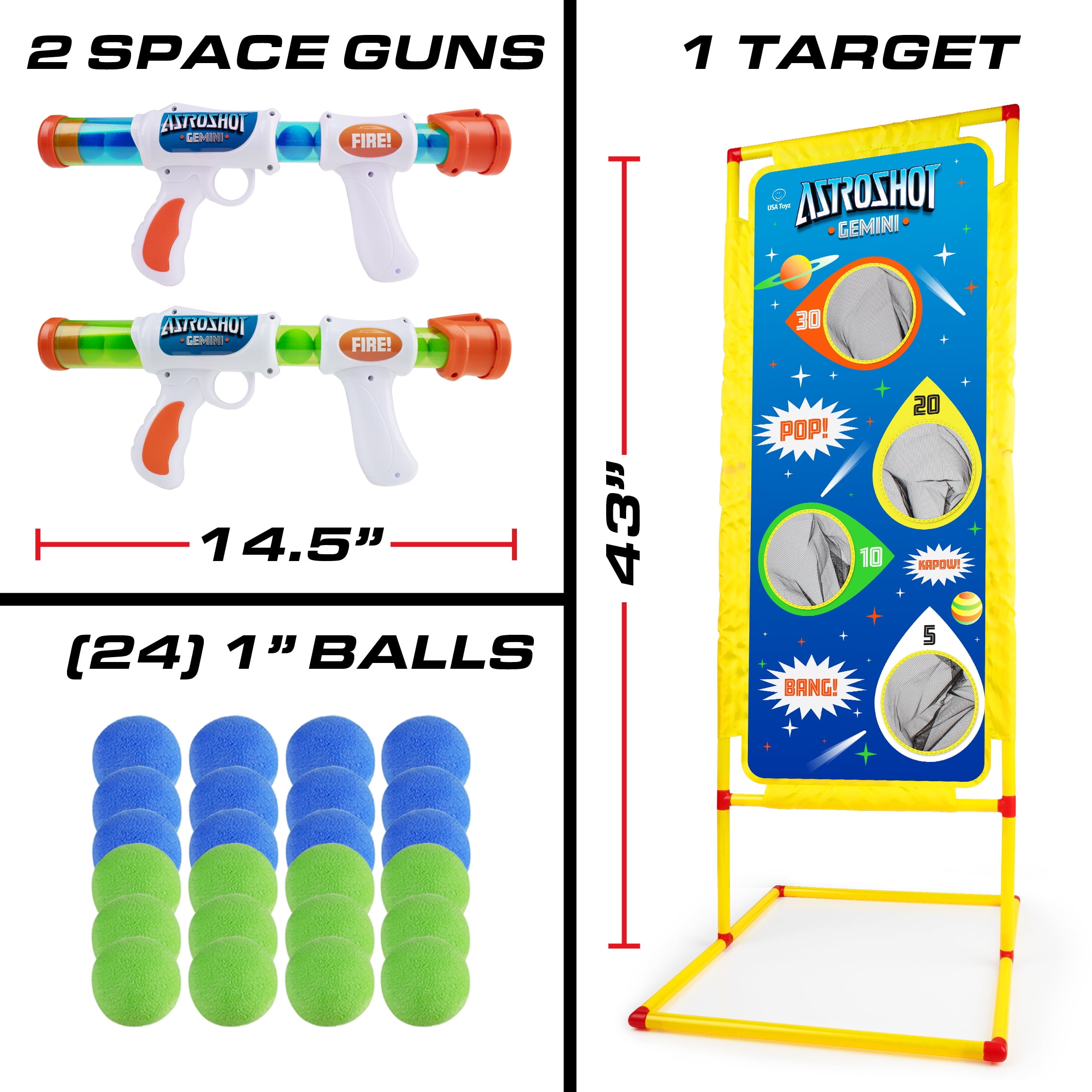 Shooting Games Toys for Kids 2pk Soft Foam Ball Popper Toys Foam Blaster and Guns with Standing Shooting Target
