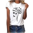 thumbnail image 2 of Blmnix Cotton Tshirts Tshirts Shirts for Women Oversized Pullover Shirt Short Sleeve Crew Neck White Hawaiian Shirts for Women,L, 2 of 7