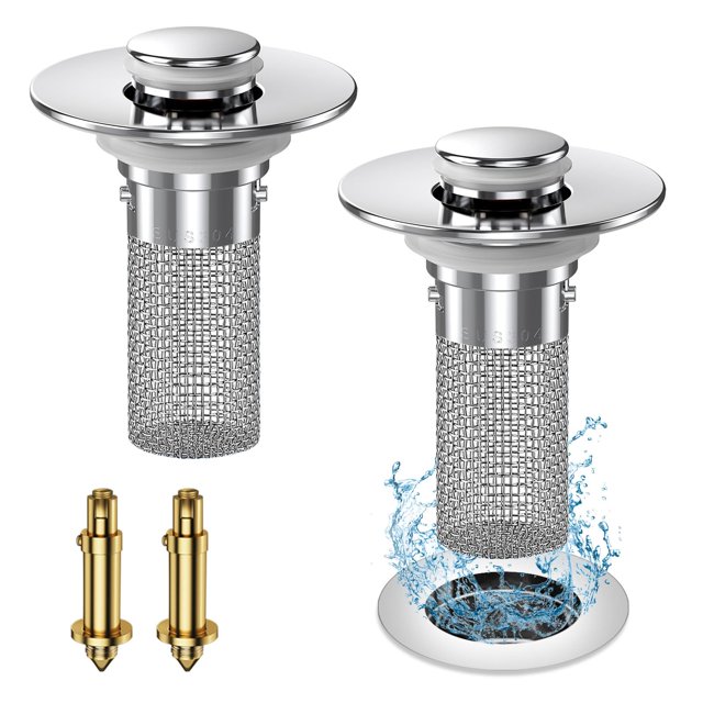 Recogedor de pelo Vakabiu con tapón para lavabo, plegable, con cesta