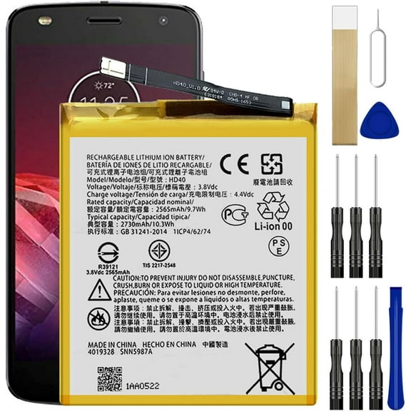 Replacement Battery HD40 for Motorola Moto Z2 Force Droid XT1789-04 for Sprint XT1789-03 Verizon XT1789-01 for AT&T Motorola Moto Z2 Force XT1789-04 with Free Adhesive Repair Tool Kit Set