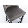 thumbnail image 6 of Velvet Upholstered Dining Bar Chairs Counter Height Barstools Wood Legs with Button Tufted Nailed Trim Back Ring for Home Bar Dining Room(Gray,Set of 2), 6 of 8