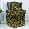 thumbnail image 4 of Camouflage Soft Flannel Fleece Blanket, Squad Uniform Design with Vivid Color Scheme Hunting Camouflage Pattern, Cozy Plush for Indoor and Outdoor Use, 50" x 60", Green Brown Khaki, by Ambesonne, 4 of 5