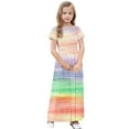 thumbnail image 4 of OGLCCG Girls Summer Maxi Dress Tie Dye Short Sleeve Casual Holiday A Line Flowy Long Dress Loose Boho Beach Dress with Pockets 4-14 Years, 4 of 7