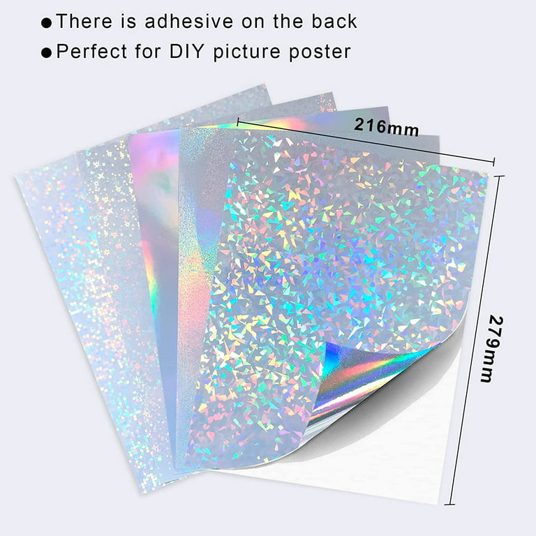 Uinkit Holographic Sticker Paper for Inkjet and laser printer 25Sheets  8.5x11 inches Variety Finish Printable Waterproof Vinyl Sticker,Dries  Quickly 