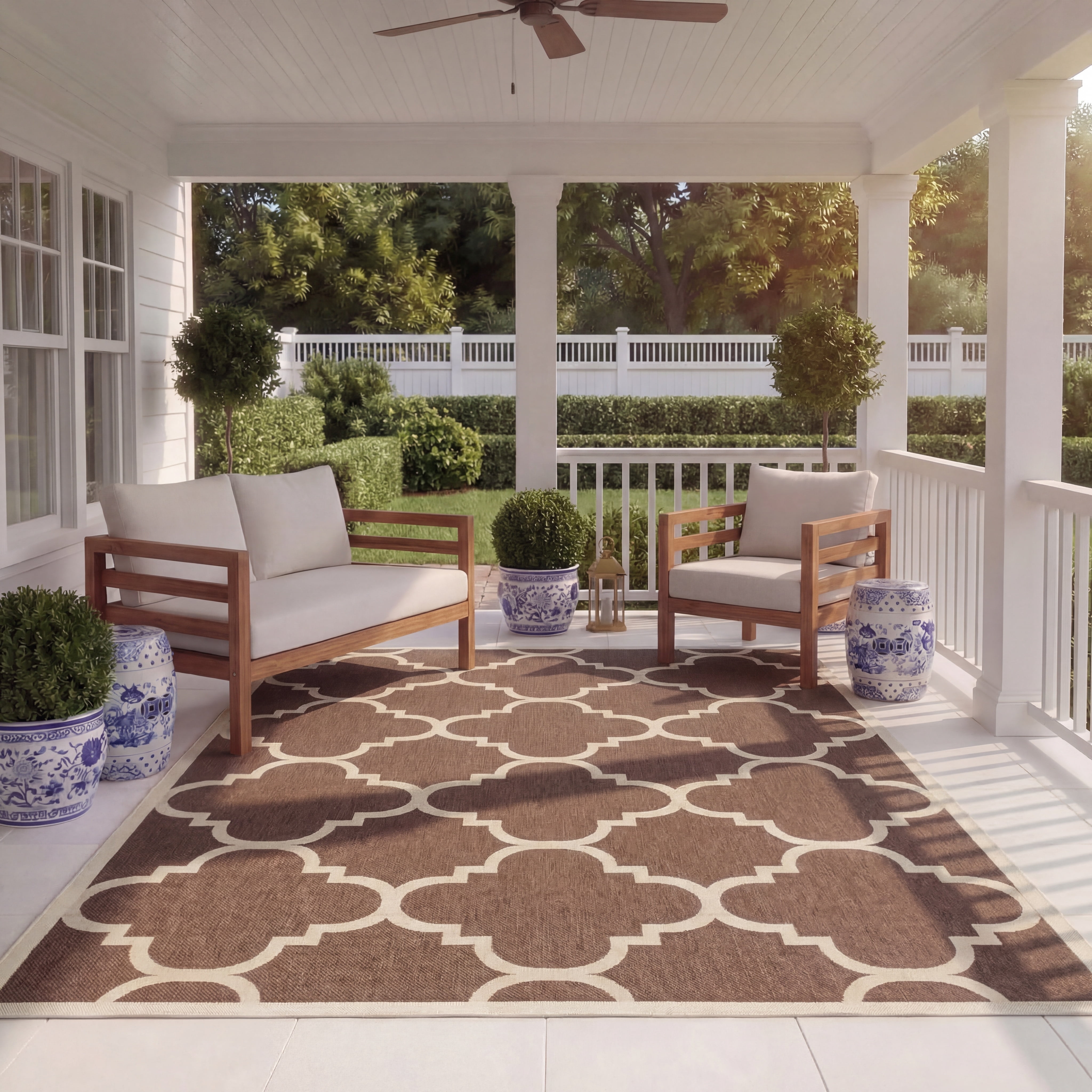 Safavieh Courtyard Becky Geometric Indoor/Outdoor Area Rug, Dark Brown, 8' x 11'