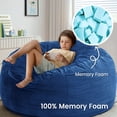 thumbnail image 3 of LOGYAT Extra Large 3.5ft Bean Bag Chair, Memory Foam Filling, Washable Suede Cover, Reinforced Zipper, for Kids, Teens, Adults, Blue, 3 of 5