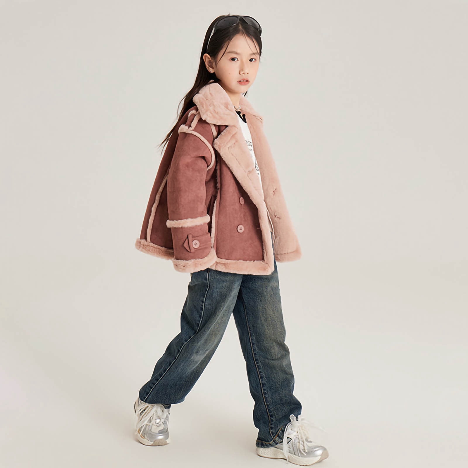 Girls Winter Faux Leather Jacket Long Sleeve Zip up Lapel Fleece Lined Thick Warm Coat Fall Trendy Kids Jackets (5 Years, Brown)