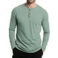 thumbnail image 5 of Evdexr Big and Tall Shirt for Men Henley Long Sleeve T Shirts Raglan Button Down Athletic Tops Fall Round Neck Cotton Regular Fit Muscle Top Mint Green L, 5 of 7