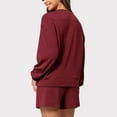 thumbnail image 7 of 2 Piece Outfits for Women Sweatsuit Sweat Shorts Sets Oversized Crewneck Sweatshirt Cozy Lounge Workout Tracksuit (L, Wine), 7 of 7