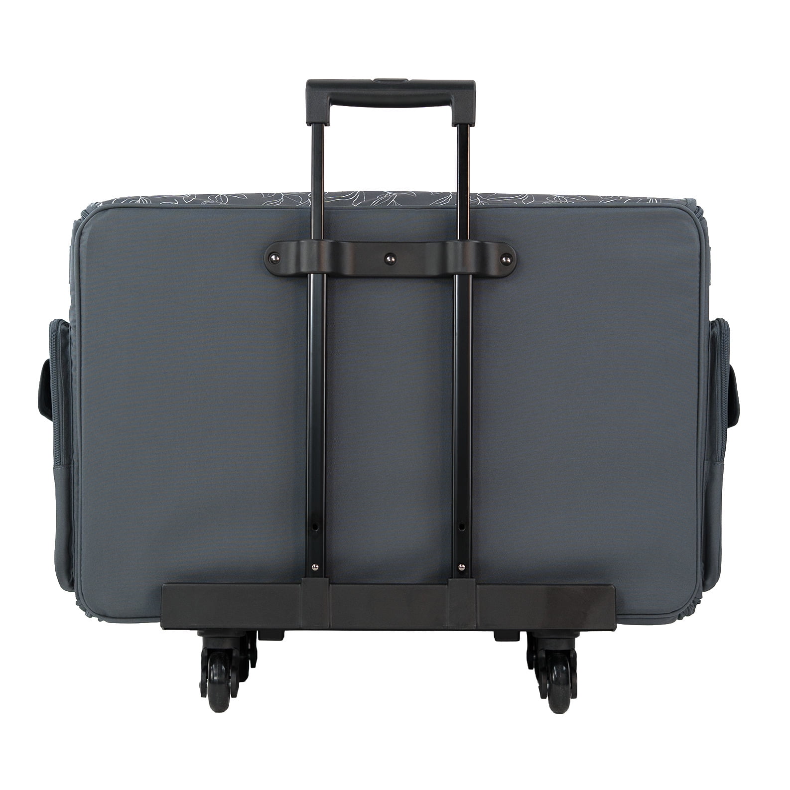 Everything Mary XXL 4 Wheel Collapsible Rolling Sewing Machine Storage Case, Grey Floral