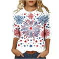 thumbnail image 2 of Cavosen Patriotic Clothes for Women Petite 4th of July 3/4 Sleeve Crewneck Tops American Flag Print T Shirts Lady XL Red White and Blue Casual Tops Funny Patriotic Tunic Tees 2025 Patriotic Clothes, 2 of 5