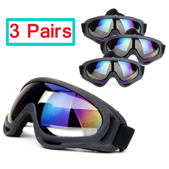SAYFUT 3 Pairs Ski Goggles, Skate Glasses Over Glasses Winter Snow Outdoor Sports Skiing Snowboard Goggles with Anti-Fog, 100% UV, Helmet Compatibility for Unisex Women Men