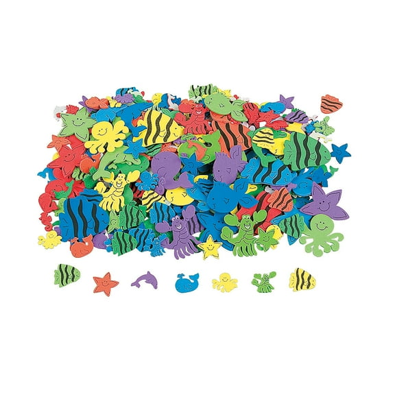 500 Under the Sea Foam Self-Adhesive Shapes, Craft Supplies, Regular, Foam Shapes, 13 Pieces, Assorted