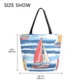 thumbnail image 5 of FORMRS Womens Canvas Tote Bag with Zipper Inner Pocket Shoulder Handbag, Red Sailboats, 5 of 7