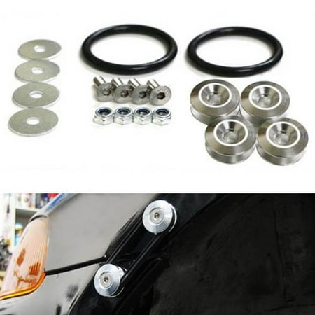 Mitsubishi Fiberglass Fender - iJDMTOY Silver Quick Release Fasteners For Car Bumper Trunk Fender Hatch Fits Acura Audi BMW Honda Hyundai Infiniti Jeep Lexus Mercedes-Benz Mitsubishi Nissan Porsche Scion Subaru Toyota Volkswagen