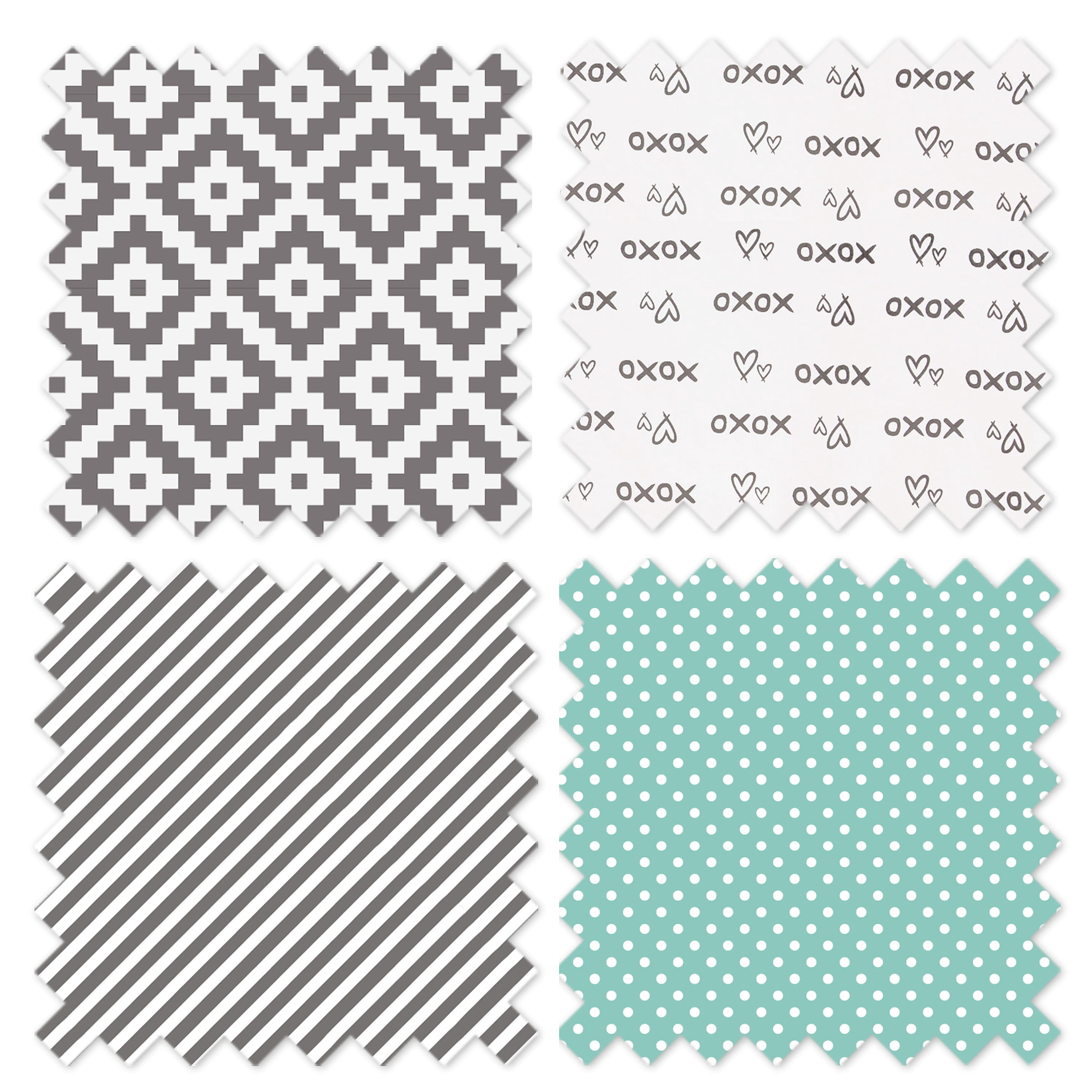 Bacati - Love Aztec 3-Piece Crib Bedding Set - Grey/Mint Unisex