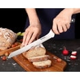 thumbnail image 3 of Humbee 10 Inch Serrated Offset Bread Knife, Premium Stainless Steel Blade with Wave Edge, Full Tang Handle, Razor Sharp for Bread, Durable Professional Kitchen Knife, Black, 3 of 6