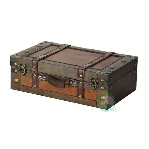 Old Style Suitcase With Straps Small - Brown