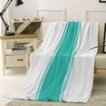 thumbnail image 2 of Throw Blanket Fleece Throw Blanket 50x60in, Classic Teal Stripes on White Soft Lightweight Bed Blankets Modern Texture Fuzzy Couch Blankets for All Season, 2 of 9