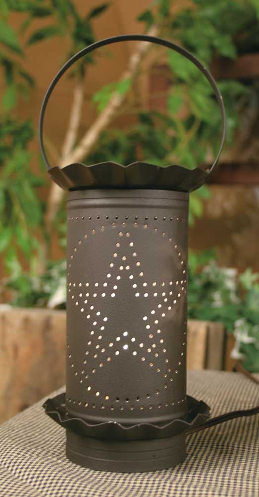 Large Punched Star Electric Wax Potpourri Warmer Rustic Brown