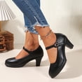 thumbnail image 4 of Miluxas Women Vintage Mary Janes Bridal Shoes Closed Toe Dress Shoe Chunky Heel Pumps Wedding Shoes Black 7(39), 4 of 9