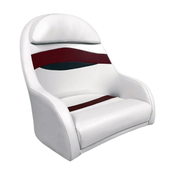 Horizon Manufacturing Elite Series Pontoon Bucket Style Captain Chair 3206-AAEC White/Red/Charcoal