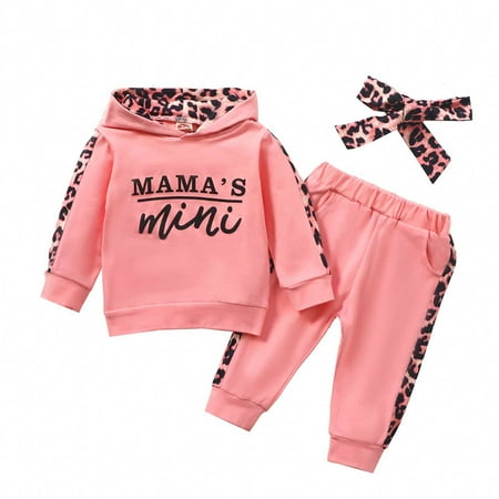 

Honeeladyy Winter Coats Newborn Clothes Autumn Winter Girls Hoodies Pants Leopard Print Outfit Suit Infant Clothing Set Pink Discount