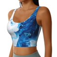 thumbnail image 2 of Hirioo Blue White Fluid Art for Women's Sports Vest with Full-Print Design, Stretchy Fabric and Removable Pads-Medium, 2 of 8