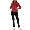 thumbnail image 2 of INSPIRE CHIC Veste en Denim pour Femme Col Montant Manches Longues Poches à Rabat Veste en Jean Rouge TP, 2 of 6