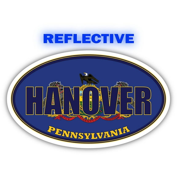 Hanover City Pennsylvania State Flag | PA Flag York County Oval State Colors Reflective Sticker Car Decal 3x5 inches