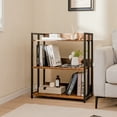 thumbnail image 4 of Costway 3-Tier Industrial Metal Frame Corner Bookcase with Adjustable Shelves Rustic Brown, 4 of 10